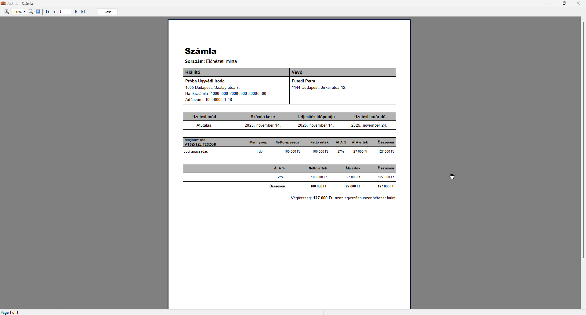 Számla előnézet