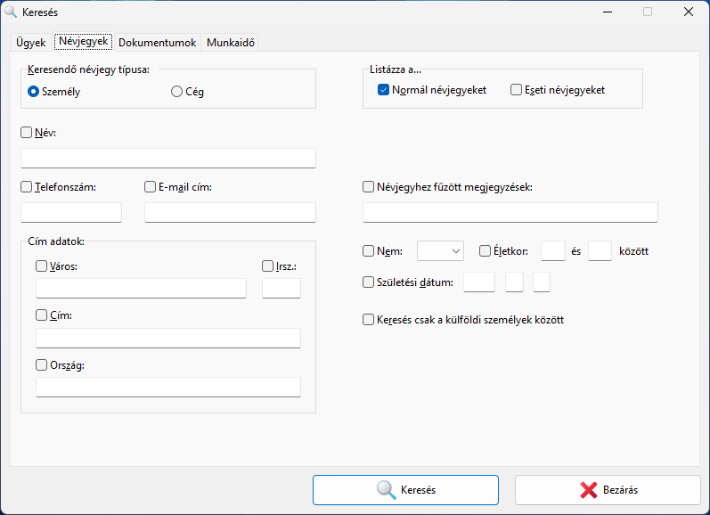 Keresés az ügyfelek között